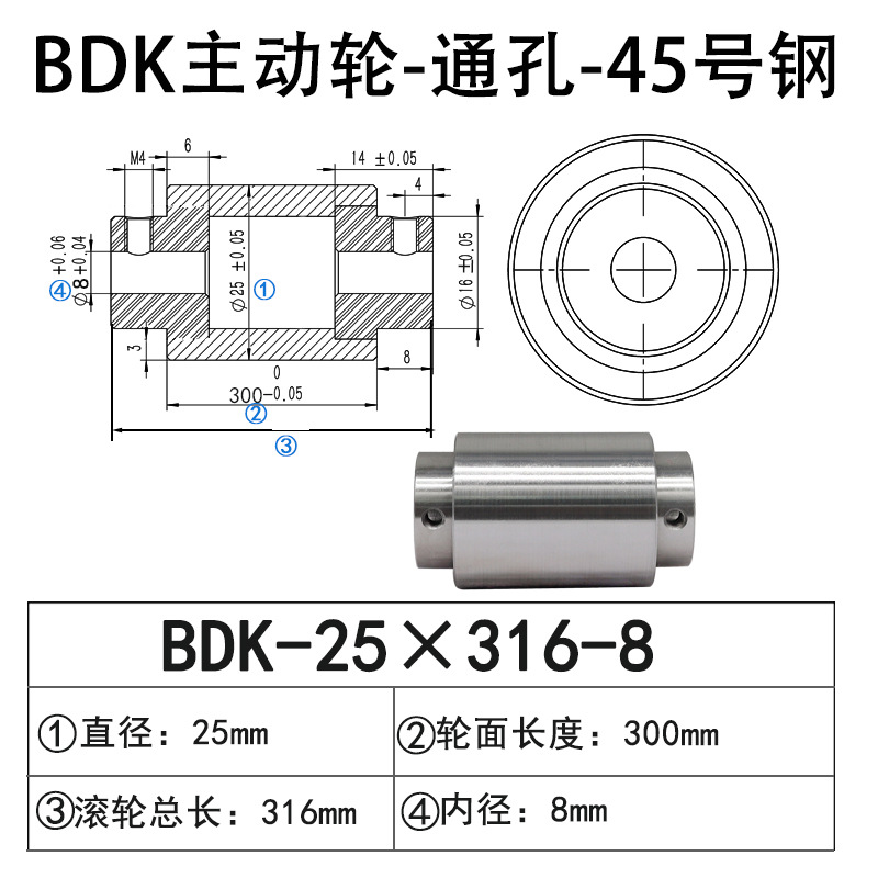 BDK-25×316-8 通孔主动轮45号钢