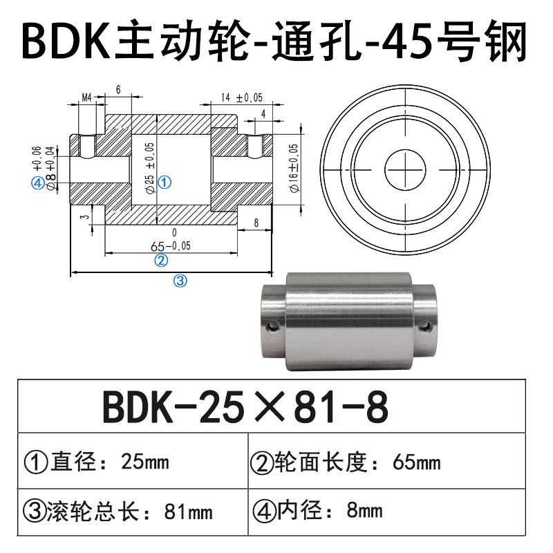 BDK-25×81-8 通孔主动轮45号钢