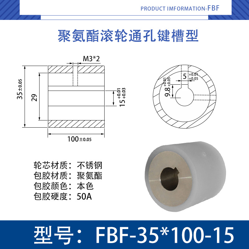 FBF-35×100-15 不锈钢-通孔键槽双牙主动轮-本色50度
