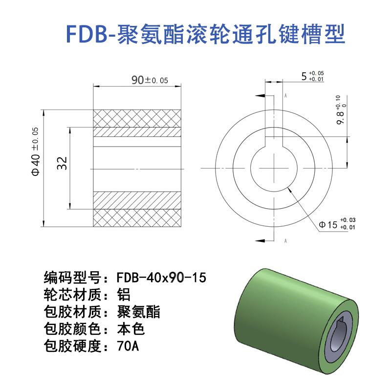 FDB-40×90-15 铝芯通孔键槽主动轮本色70度